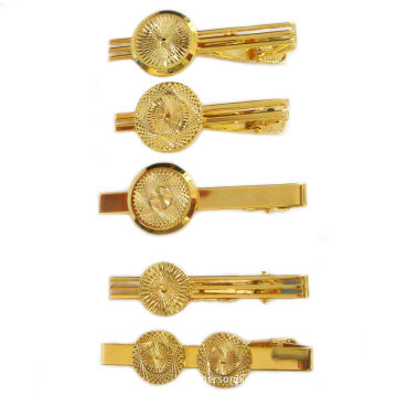 Engraved Flower Gold Cufflinks And Tie Clips For Apparel Accessories